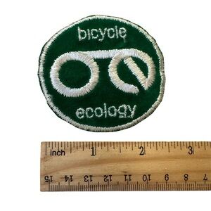 Vintage BICYCLE ECOLOGY Iron On Patches Pollution Free Biking Earth Hippie Patch